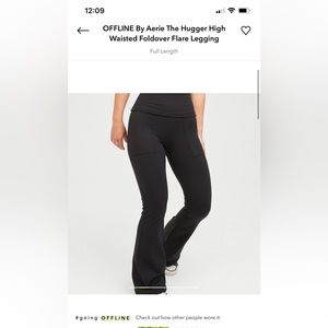 Aerie the hugger high waisted foldover flare leggings